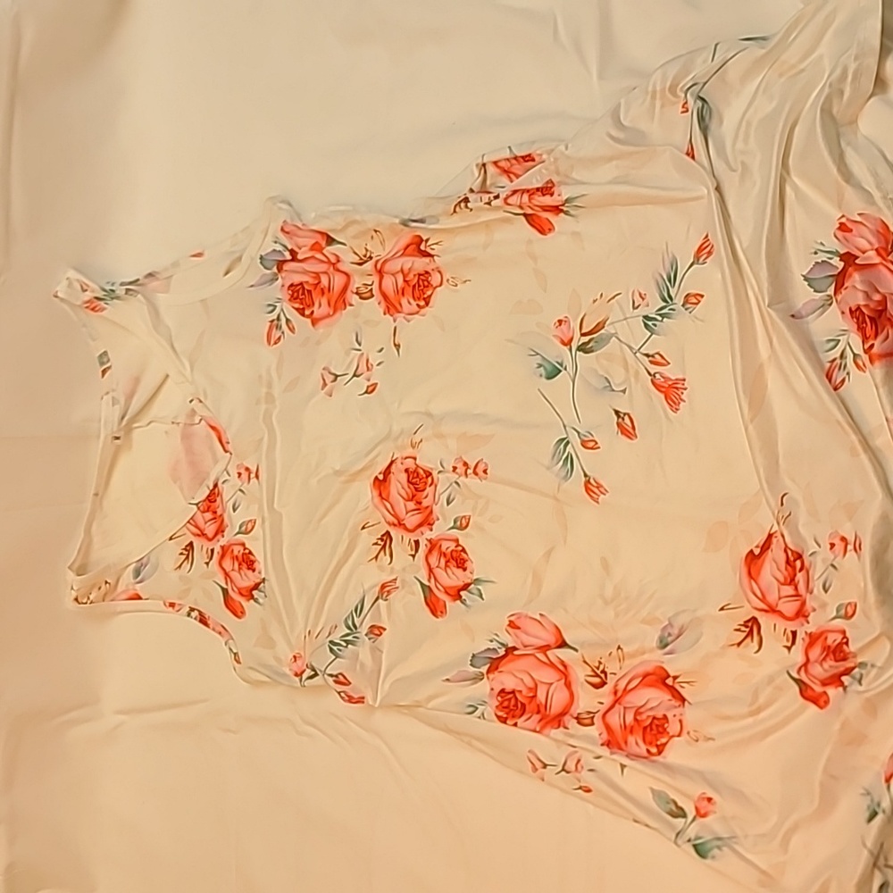 White Floral Sundress Medium cover-up pockets swing dress skater dress - Picture 5 of 6